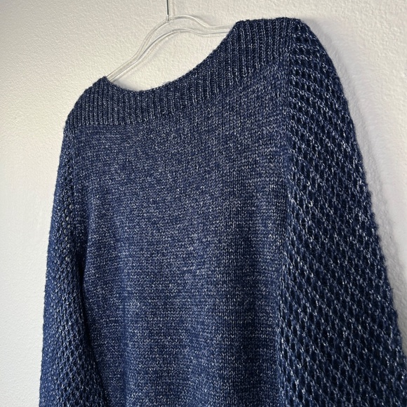 Tommy Bahama women size XL knit sweater navy wool blend shimmer balloon sleeve - Picture 9 of 13